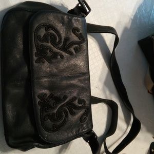 Preston & York black leather satchel style purse